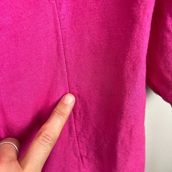 L Space Marina Button Front Dress Size Medium Pink Linen Blend Square Neck - Picture 8 of 12